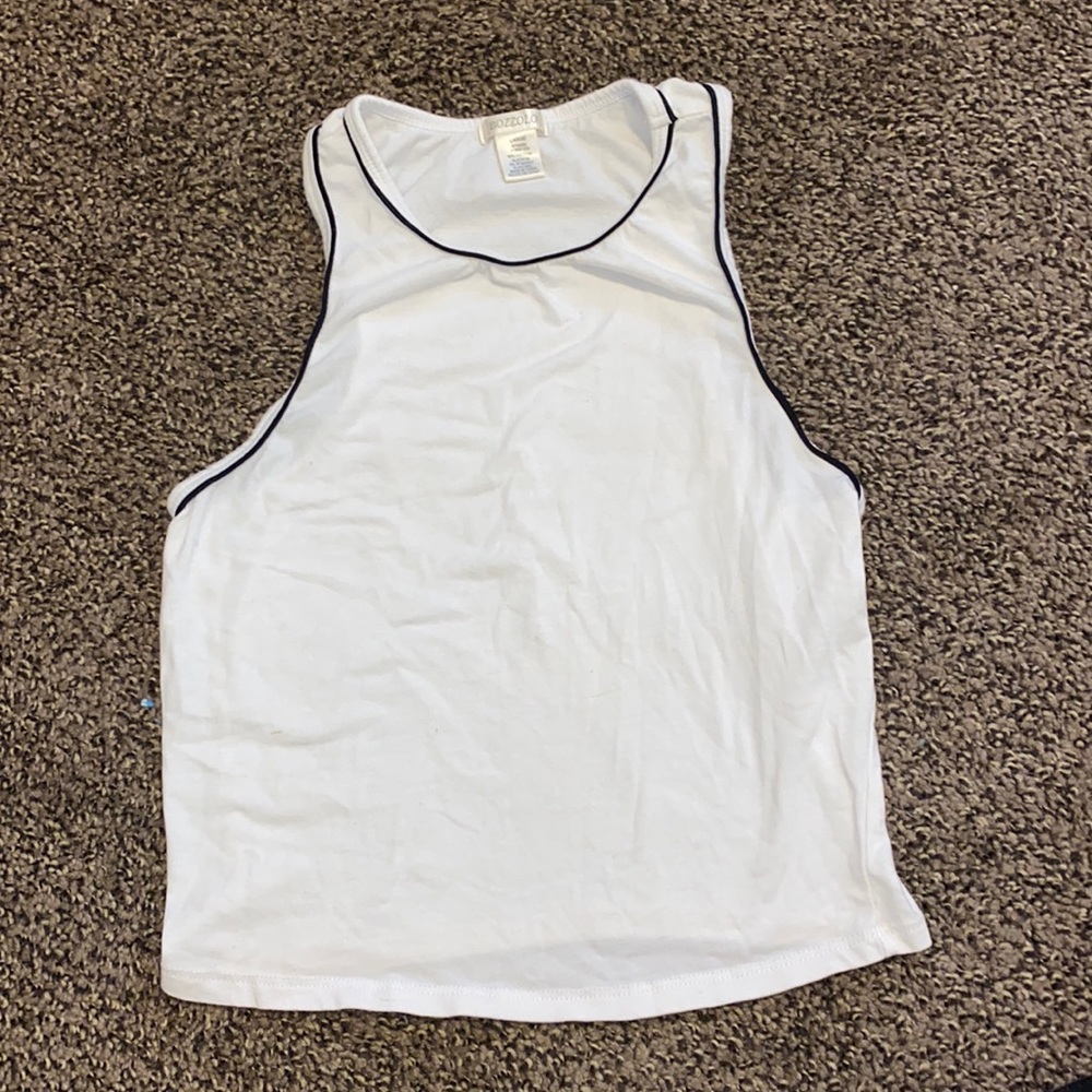 White crop top with black lining, super comfy material, size L, hardly worn